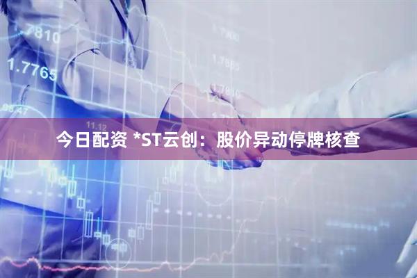今日配资 *ST云创：股价异动停牌核查