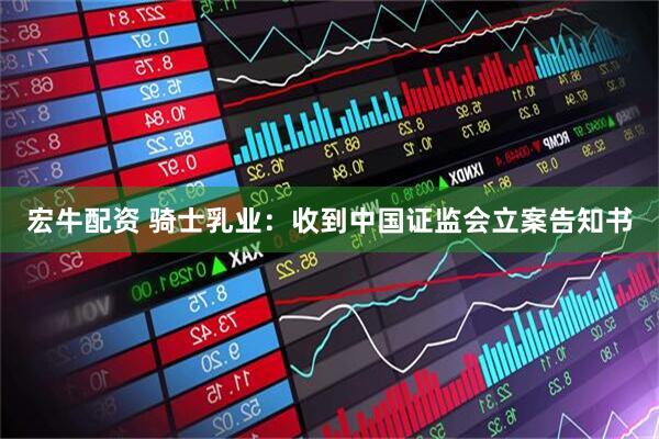 宏牛配资 骑士乳业：收到中国证监会立案告知书