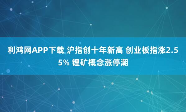 利鸿网APP下载 沪指创十年新高 创业板指涨2.55% 锂矿概念涨停潮
